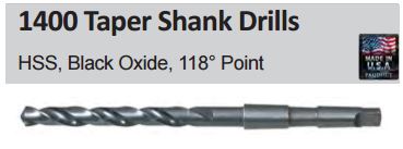 Taper Shank Drills | High Speed Steel | Black Oxide